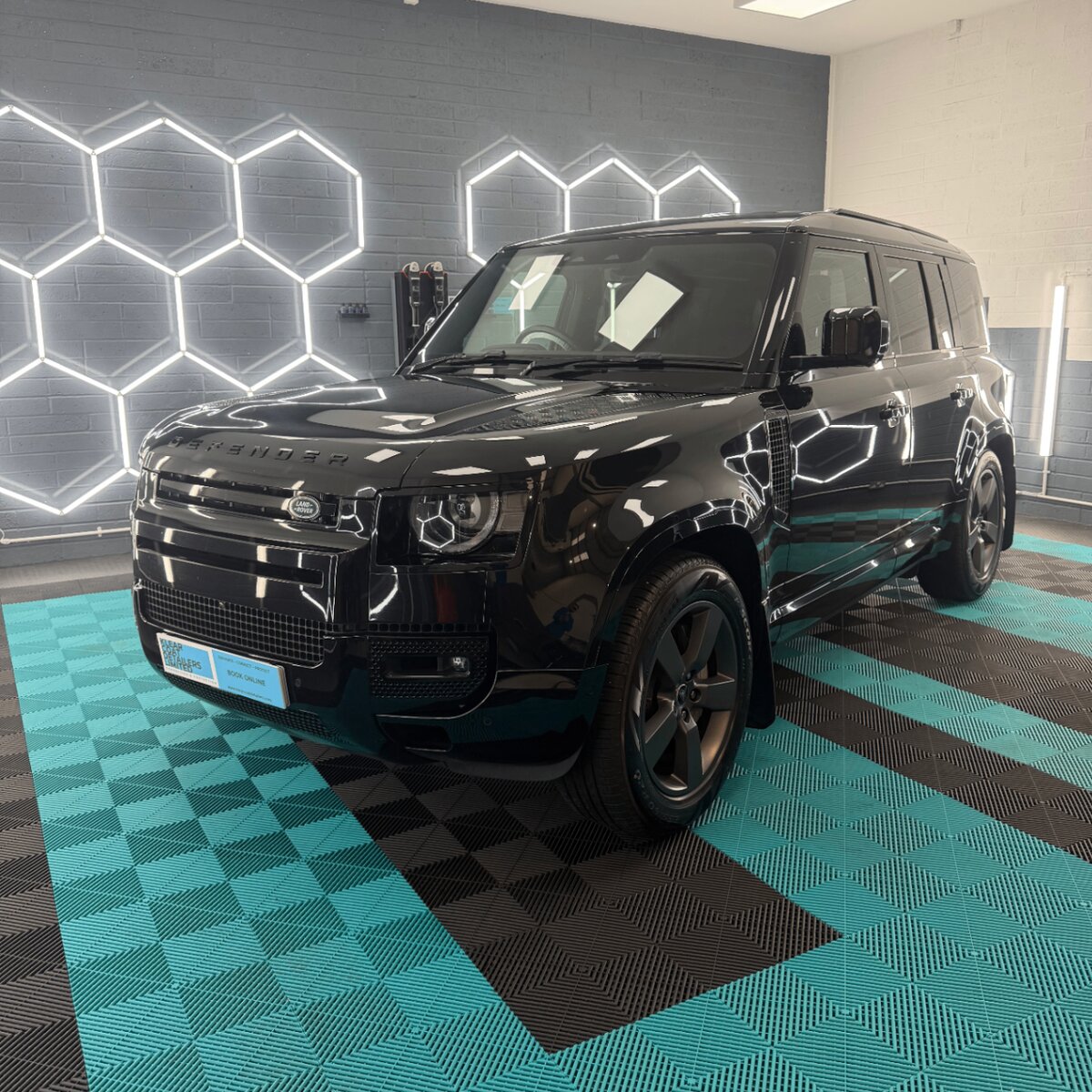 Black Land Rover Defender exterior detail